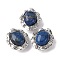 Dyed Natural Lapis Lazuli Oval Multi-Strand Links, Brass Feather Wrapped Gems Links, Platinum, Rack Plating, 16x14x7.5mm, Hole: 1.5mm