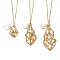 3Pcs 3 Styles 304 Stainless Steel Macrame Pouch Empty Stone Holder Necklace Making, with Brass Beads, Moon & Star, Golden, 17.72~29.53 inch(45~75cm)