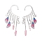 Wing Resin & Natural Quartz Crystal Points Beaded Dangle Earrings, Moon & Star Brass with Alloy Charm Earrings for Women, Wing, Platinum, 115x38mm