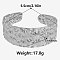304 Stainless Steel Textured Cuff Bangles for Women, Stainless Steel Color, Inner Diameter: 2-1/8 inch(5.5cm)