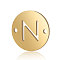 201 Stainless Steel Links connectors, Flat Round with Letter, Golden, Letter.N, 12x0.8mm, Hole: 0.8mm