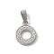 Ion Plating(IP) 304 Stainless Steel Micro Pave Cubic Zirconia Pendants, Polishing Charms, Flat Round, 11x9x1.8mm, Hole: 4x2.5mm