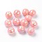 Handmade Porcelain Round Beads, AB Color Plated, Misty Rose, 8mm, Hole: 2mm