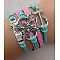 Suede & Imitation Leather Cord Knitted Multi-strand Bracelets, Alloy Link Adjustable Bracelets, Butterfly, 7-1/8 inch(18cm)