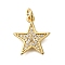 Rack Plating Brass Micro Pave Cubic Zirconia Pendants, with Jump Ring, Long-Lasting Plated, Lead Free & Cadmium Free, Star Charms, Real 18K Gold Plated, 15x14x2mm, Hole: 3mm