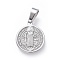Non-Tarnish 304 Stainless Steel Pendants, Religion, Flat Round with Saint Benedict, Stainless Steel Color, 15x12x1.5mm, Hole: 5x3mm