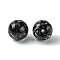 Luminous Handmade Gold Sand Lampwork Beads, Glow in the Dark, Round, Black, 14.5x13mm, Hole: 2mm
