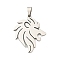 Non-Tarnish 201 Stainless Steel Pendants, Laser Cut, Lion Charms, Stainless Steel Color, 31.5x25x1.5mm, Hole: 7.5x3.5mm