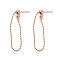 Rack Plating Brass Ear Wire, Cadmium Free & Lead Free, Long-Lasting Plated, with Silicone, Rose Gold, 38x4mm, Pin: 0.7mm