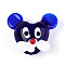 Handmade Lampwork Beads, Mice, Dark Blue, 18~21x21~24x12~13mm, Hole: 1.5~1.8mm