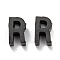 304 Stainless Steel Charms, Alphabet, Electrophoresis Black, Letter.R, 8x4.5x3mm, Hole: 1.8mm
