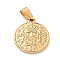 304 Stainless Steel Pendants, Flat Round, Golden, 22x18x2mm, Hole: 4x6mm