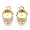 Brass Cabochon Connector Settings, Plain Edge Bezel Cups, Flat Round, Nickel Free, Real 18K Gold Plated, Tray: 6mm, 12x7mm, Hole: 1.5mm