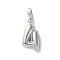 Brass Pendants, Number Charms, Rack Plating, Long-Lasting Plated, Lead Free & Cadmium Free, Platinum, 14.5x8x3mm, Hole: 4x2.5mm