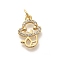 Rack Plating Brass Micro Pave Cubic Zirconia Pendants, Long-Lasting Plated, Lead Free & Cadmium Free, Zodiac Signs Charms, with Jump Ring, Snake, 15x10x2mm