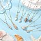 4Pcs 4 Styles Electroplate Natural Shell Pendant Necklaces, Brass Satellite Chain Necklaces, Golden, Tan, 17.32 inch(44cm) long+50mm extender, pendant: 18~39x9~13mm, 1pc/style