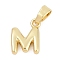 Brass Charms, Letter, Cadmium Free & Lead Free, Long-Lasting Plated, Rack Plating, Letter M, 10.5x8x2.5mm, Hole: 3x5mm