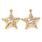 304 Stainless Steel with Rhinestone Charms, Manual Polishing, Ion Plating(IP), Star, Golden, 17x15x4.5mm, Hole: 1.5mm