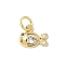 Brass Micro Pave Cubic Zirconia Charms, Cadmium Free & Lead Free, Real 18K Gold Plated, with Jump Ring, Fish, 8x10x2.5mm, Hole: 3mm