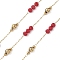 304 Stainless Steel Cable Chains, Rondelle, with Glass, Ion Plating(IP), Real 18K Gold Plated, Soldered, with Spool, Red, 2.3x2mm, about 32.81 Feet(10m)/Roll