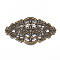 Iron Filigree Joiners Links, Flower, Antique Bronze, 32x55x0.7mm, Hole: 2.5mm