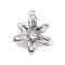 Brass Pave Clear Cubic Zirconia Pendants, Cadmium Free & Nickel Free & Lead Free, Flower, Platinum, 21x18.5x5mm, Hole: 1.2mm