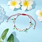 Flower Handmade Millefiori Glass Bead Braided Bead Bracelets, Adjustable Nylon Thread Bracelets for Women, Red, Inner Diameter: 1-5/8~3-1/2 inch(4.1~89.5cm)