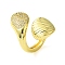 Brass Micro Pave Cubic Zirconia Open Cuff Rings, Cadmium Free & Lead Free, Teardrop, Real 16K Gold Plated, US Size 8 1/2(18.5mm)