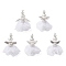 5Pcs 5 Styles Polyester Lace Pendants, Angel Charms, with Alloy Beads & Glass Beads, White, 43~46.5x26.5~35mm, Hole: 2x2.5mm, 1pc/style