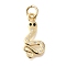 Brass Micro Pave Cubic Zirconia Pendants, Snake Charms, with Jump Ring, Golden, 20x10x1.5mm