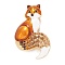 Rhinestone Fox Badge, Animal Alloy Enamel Lapel Pin for Backpack Clothes, Golden, Topaz, 54x37x7mm, Pin: 0.7mm