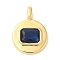 Brass with Cubic Zirconia Pendants, Cadmium Free & Lead Free, Real 16K Gold Plated, Flat Round Charms, Marine Blue, 20.5x15x4mm, Hole: 4x2.5mm