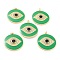 Real 18K Gold Plated Brass Micro Pave Cubic Zirconia Pendants, with Jump Ring and Enamel, Long-Lasting Plated, Flat Round with 
Evil Eye, Green, 33x30x4mm, Jump Ring: 5x1mm, 3mm Inner Diameter