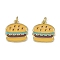 Brass Enamel Pendants, with Jump Ring, Long-Lasting Plated, Cadmium Free & Lead Free, Rack Plating, Real 18K Gold Plated, Hamberger, 17x17x2.5mm, Hole: 3mm