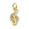 Brass Micro Pave Cubic Zirconia Charms, Cadmium Free & Lead Free, with Jump Rings, Music Note Charms, Real 18K Gold Plated, 12.5x5.5x2mm, Hole: 2.7mm