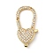 Brass Clear Cubic Zirconia Lobster Claw Clasps, Cadmium Free & Nickel Free & Lead Free, Heart, Real 18K Gold Plated, 26.5x15x5mm, Hole: 8x2mm
