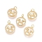 Brass Micro Pave Cubic Zirconia Pendants, with Jump Rings and Shell, Flat Round and Lover, Clear, Golden, 18x15.5x2.5mm, Hole: 3.4mm