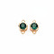 Brass Connector Charms, with Rhinestone, Nickel Free, Real 18K Gold Plated, Flat Round, Emerald, 9x5x3mm, Hole: 1mm
