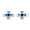 Brass Blue Cubic Zirconia Connector Charms, Cadmium Free & Nickel Free & Lead Free, Cross Links, 925 Sterling Silver Plated, 13.5x9.5x3mm, Hole: 1.2mm