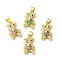 Rack Plating Brass Pave Cubic Zirconia Pendants, Bear Charms, Real 18K Gold Plated, Long-Lasting Plated, Cadmium Free & Lead Free, Mixed Color, 20.5x12x5mm, Hole: 5x4mm