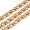 304 Stainless Steel Ring with Cube Link Chains, Unwelded, Ion Plating(IP), with Spool, Golden, 8x1.5mm