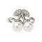Brass Micro Pave Cubic Zirconia & ABS Plastic Imitation Pearl White Cherry Connector Charms, Platinum, Rack Plating, Long-Lasting Plated, Cadmium Free & Lead Free, Clear, 11.5x14x5mm, Hole: 1.4mm