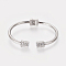 304 Stainless Steel Bangles, Cuff Bangles, with Polymer Clay Rhinestone, Column, Stainless Steel Color, 2-1/4 inchx1-3/4 inch(5.8x4.5cm)