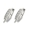 Brass Huggie Hoop Earring Findings, Real Platinum Plated, with Cubic Zirconia, Lead Free & Cadmium Free, 15x2.5x13.5mm, Hole: 1.5mm, Pin: 0.9mm