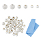 36Pcs 3 Size Round 925 Sterling Silver Textured Beads, with 1Pc Suede Fabric Square Silver Polishing Cloth, Silver, 3~5mm, Hole: 1~1.5mm