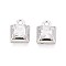 Brass Micro Pave Cubic Zirconia Pendants, Square, Platinum, 9.5x7x4mm, Hole: 1.4mm