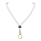 Round Silicone & Resin Evil Eye Beads Name Card Necklace Lanyard, with Lobster Claw Clasp & Keychain, White, 880mm
