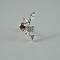 G23 Titanium Alloy Pave Clear Cubic Zirconia Labrets, Leaf, Stainless Steel Color, 8mm, Pin: 1.2mm