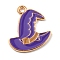 Alloy Enamel Pendants, Halloween Theme, Light Gold, Hat, 19x17x1.5mm, Hole: 1.5mm