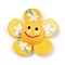 Opaque Printed Acrylic Big Pendants, Flower, Yellow, 50.5x52.5x14.5mm, Hole: 1.8mm